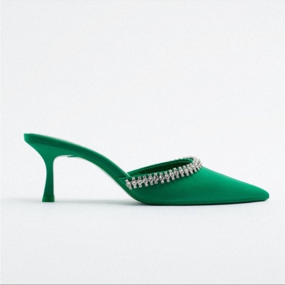 Zara Rhinestone Heeled Mules 41 - Picture 2 of 4